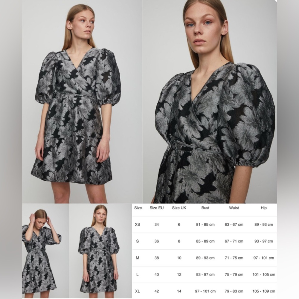 Just Female Pam Wrap Dress | Floral Print | Scandi Style | Size 38 (small-medium